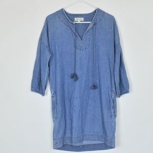 Madewell xs denim blue tunic long sleeveless dress